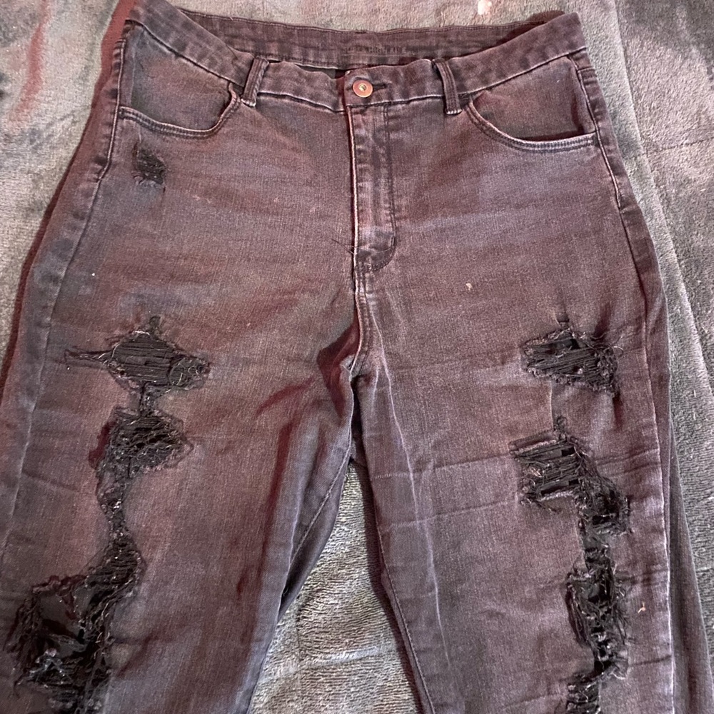 Black fake ripped jeans